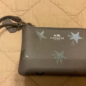 Coach star leather corner zip wristlet